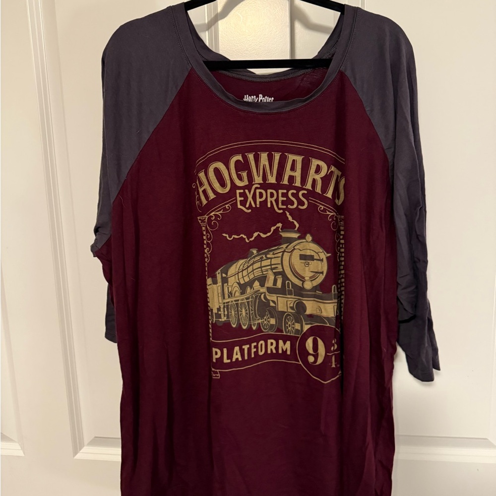 Torrid Burgundy and Gray Hogwarts Express Long Sleeve Tee